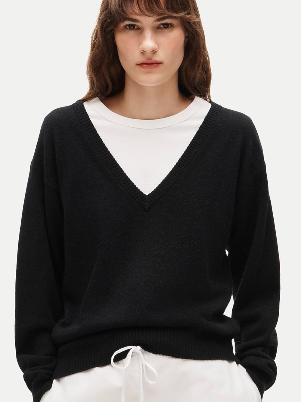 J. Crew Cashmere Boyfriend Black V-Neck Women's Sweater NWT